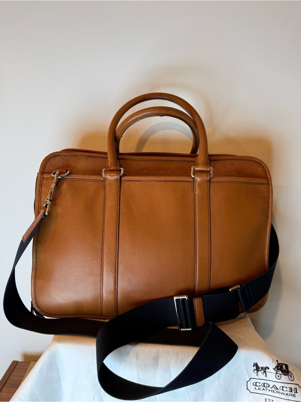 RARE! Coach Lexington Commuter Leather Briefcase- Cognac